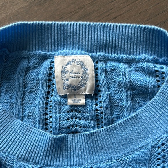 blue rain Cropped Blue Ruffled Junior’s Sweater - Picture 2 of 5